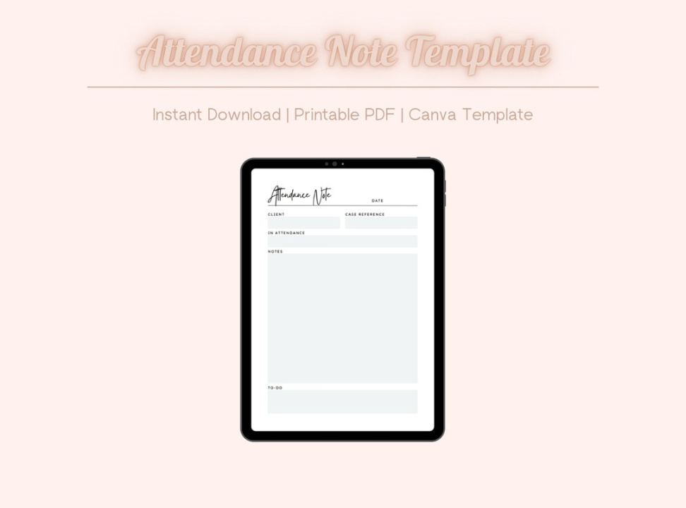 Free Custom Court Attendance Note Template  Sample