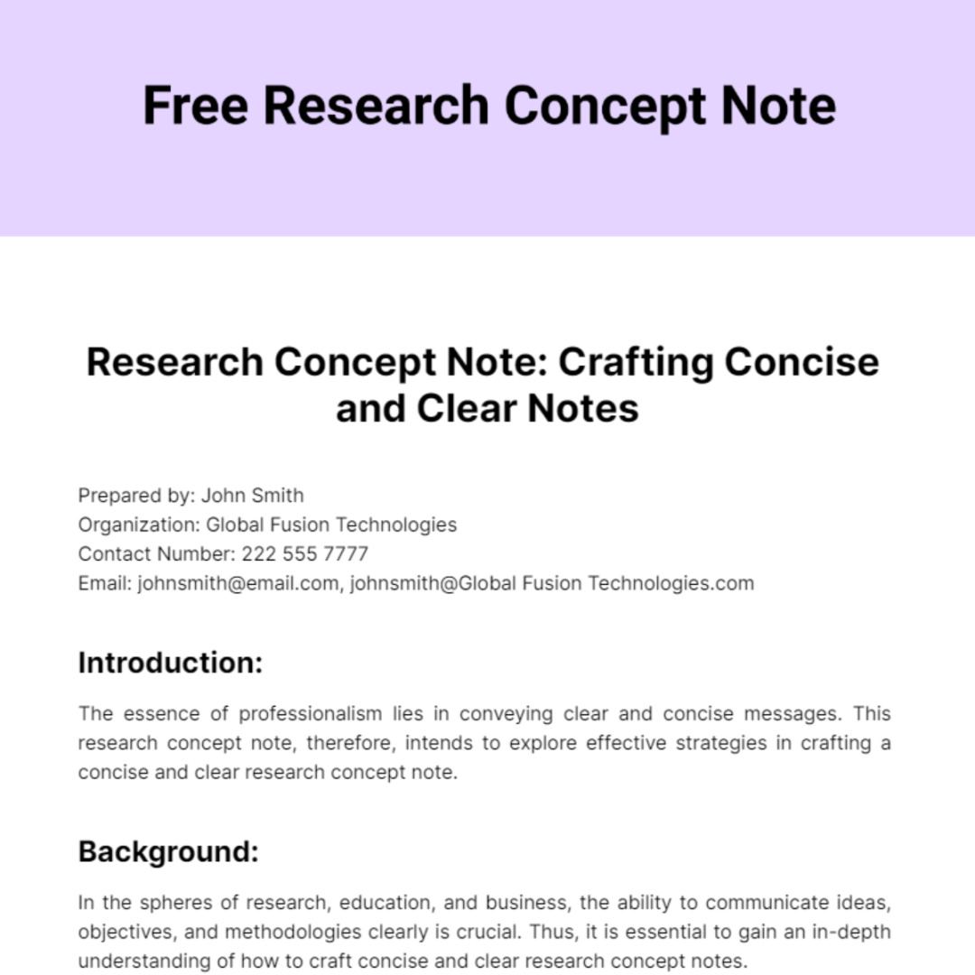 Free Editable Business Concept Note Template Word Sample