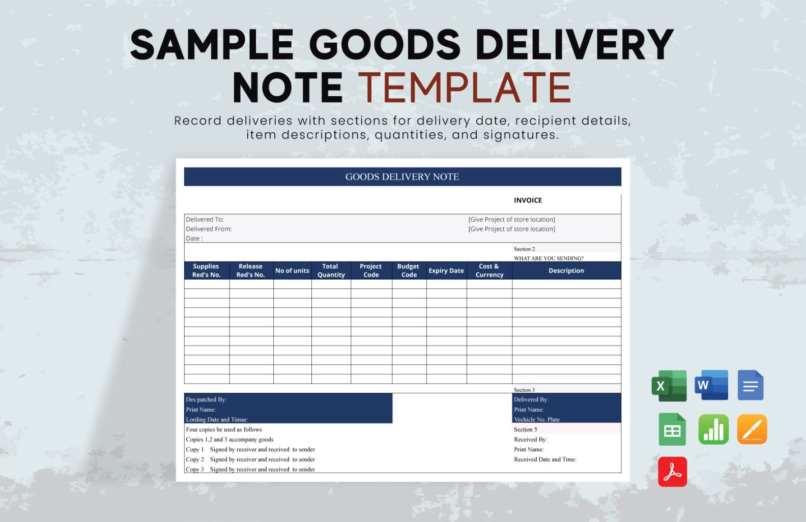 Free Editable Collection Delivery Note Template Doc Sample