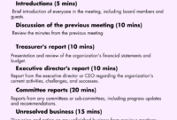 Free Editable Nonprofit Annual Meeting Agenda Template Excel Sample