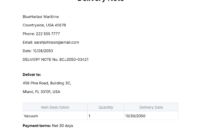 Free Printable Company Delivery Note Template Word