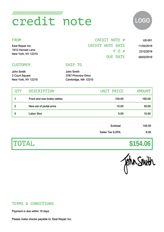 Free  Vat Credit Note Template Pdf