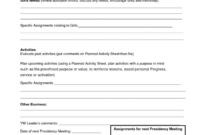 Primary Presidency Meeting Agenda Template  Sample