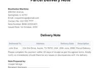 Printable Manual Delivery Note Template  Sample