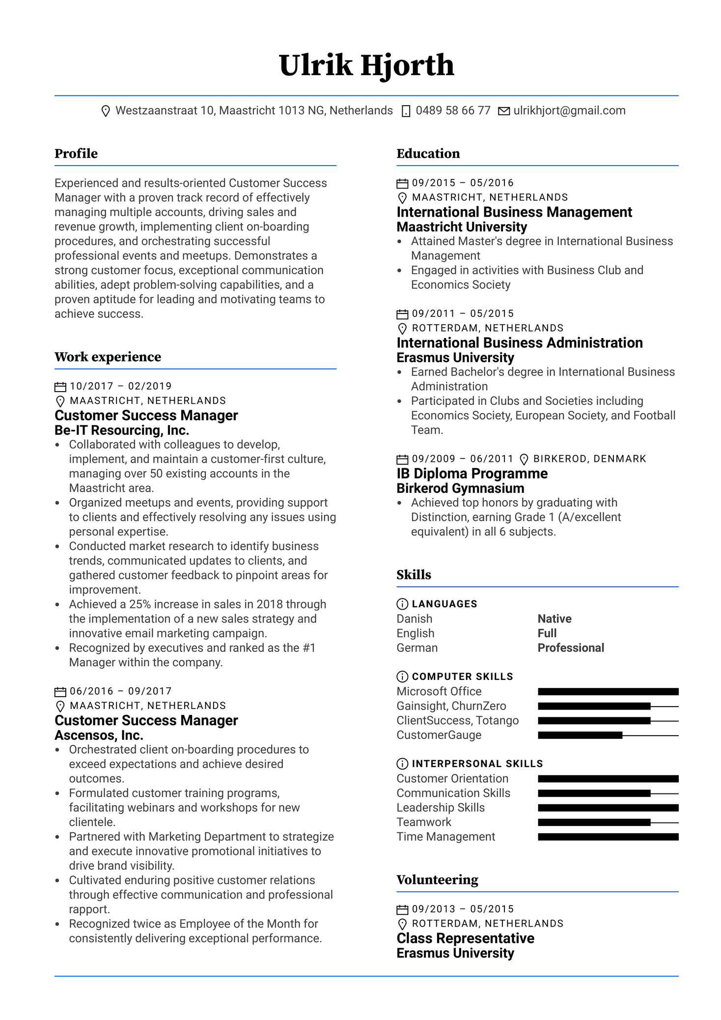 customer-success-manager-cv-template