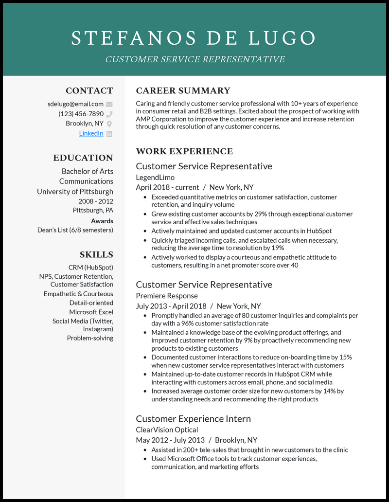 cv-template-for-customer-service