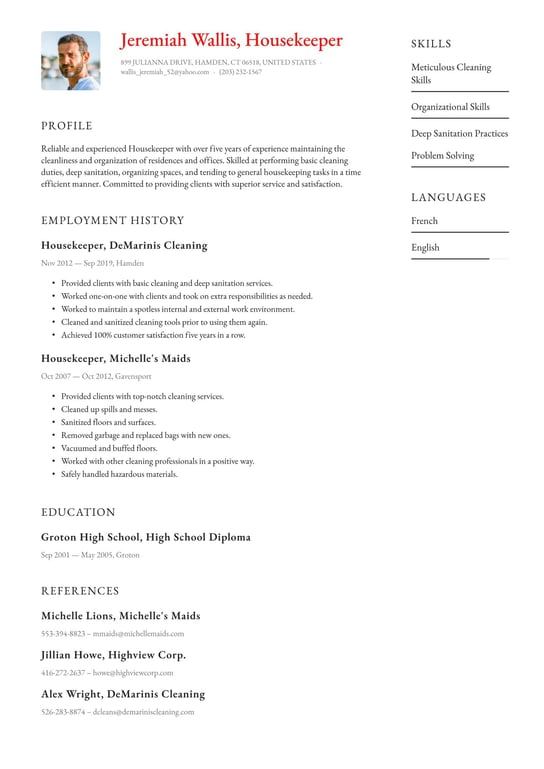 cv-template-for-housekeeping-job