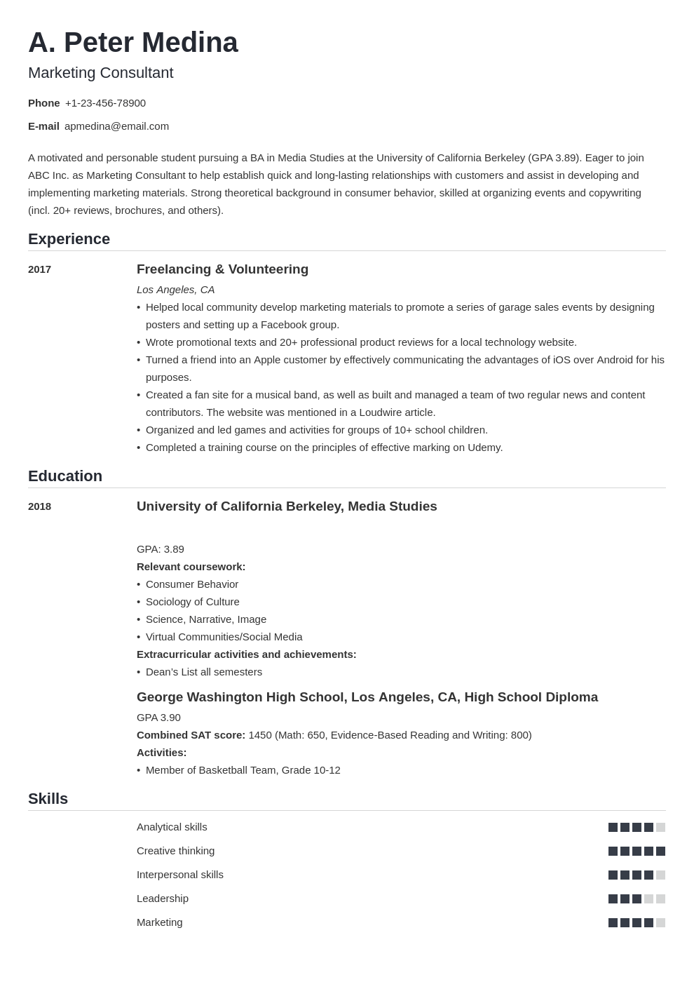 cv-template-for-no-work-experience