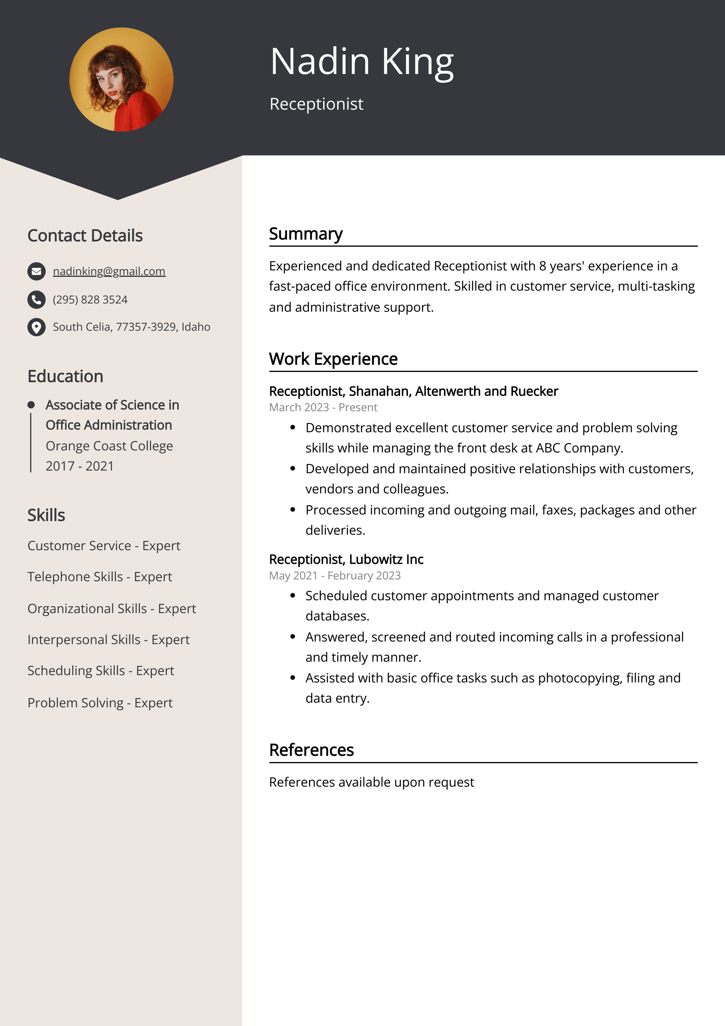 cv-template-for-receptionist-position