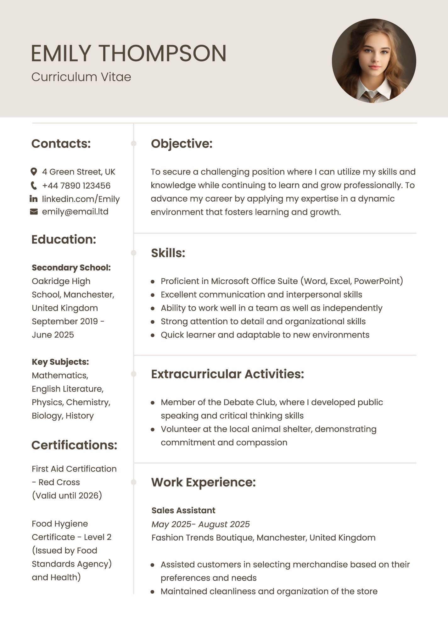 cv-template-for-school-leaver