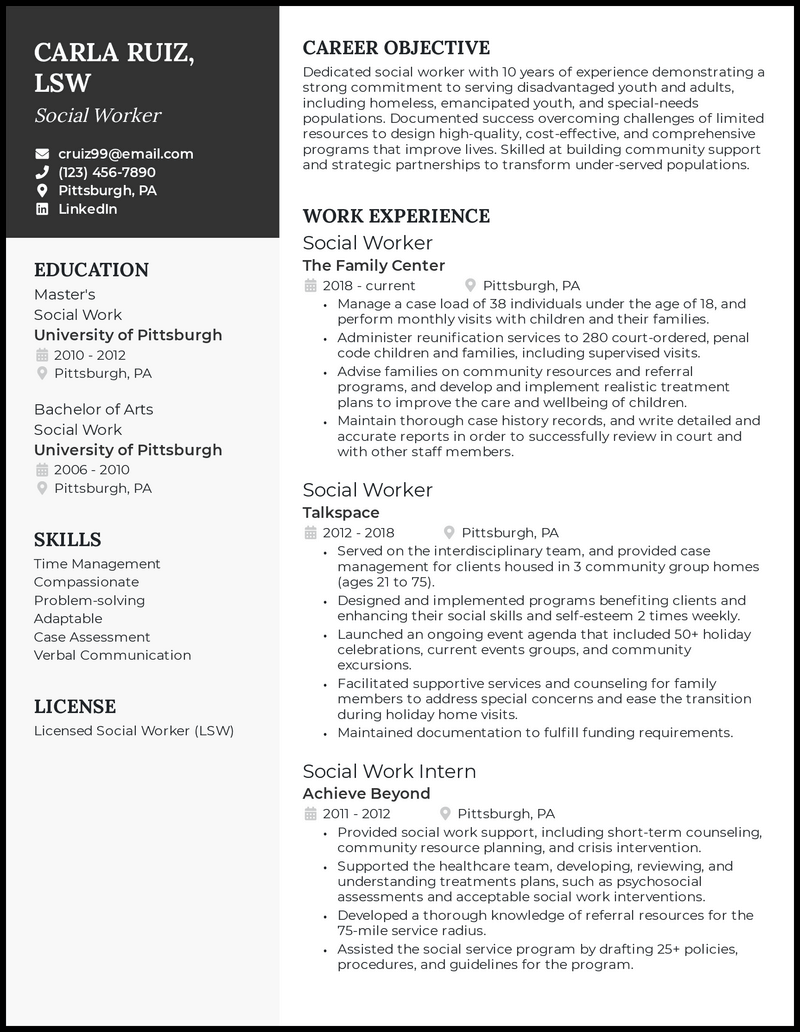 cv-template-for-social-worker