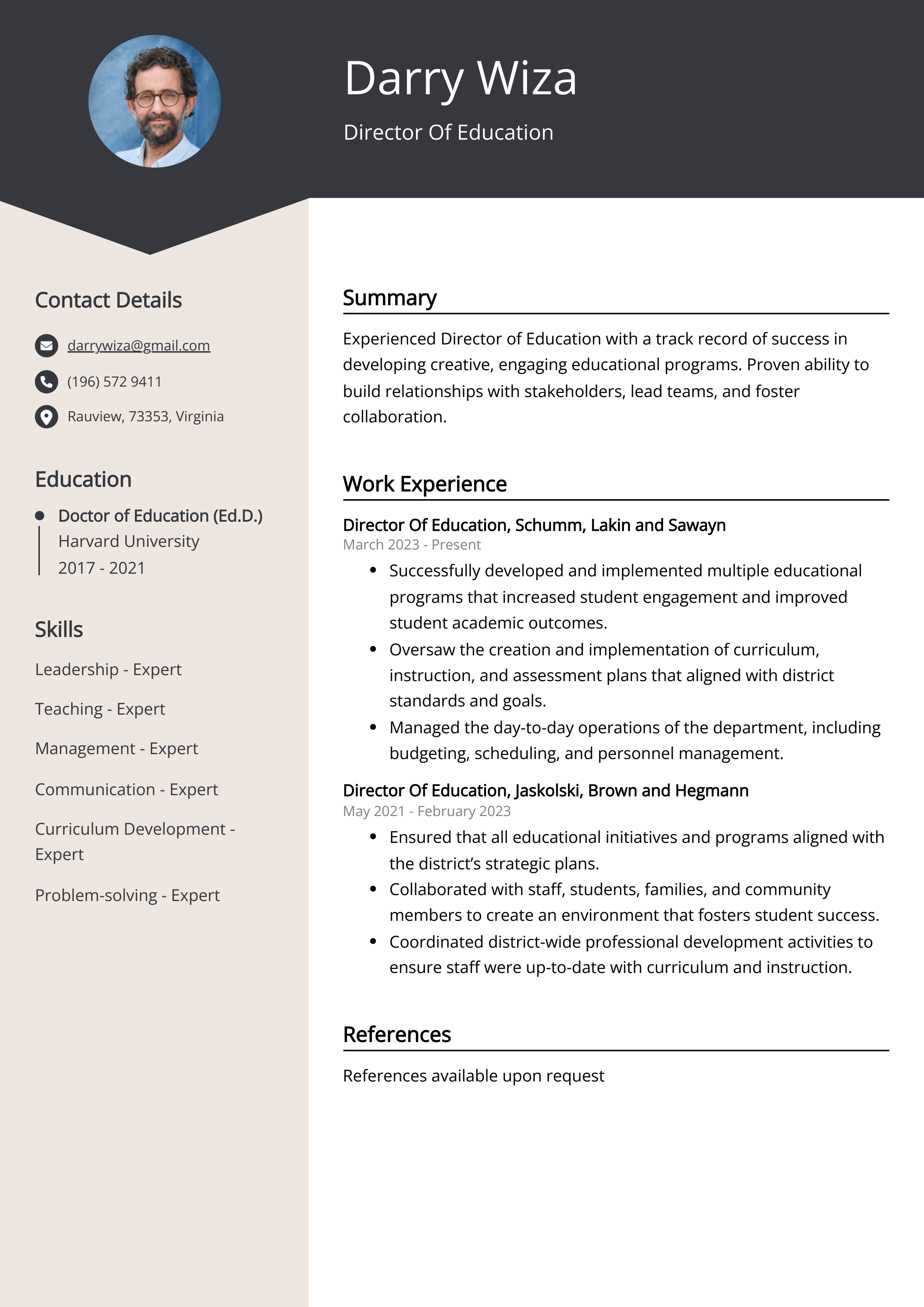 department-of-education-cv-template