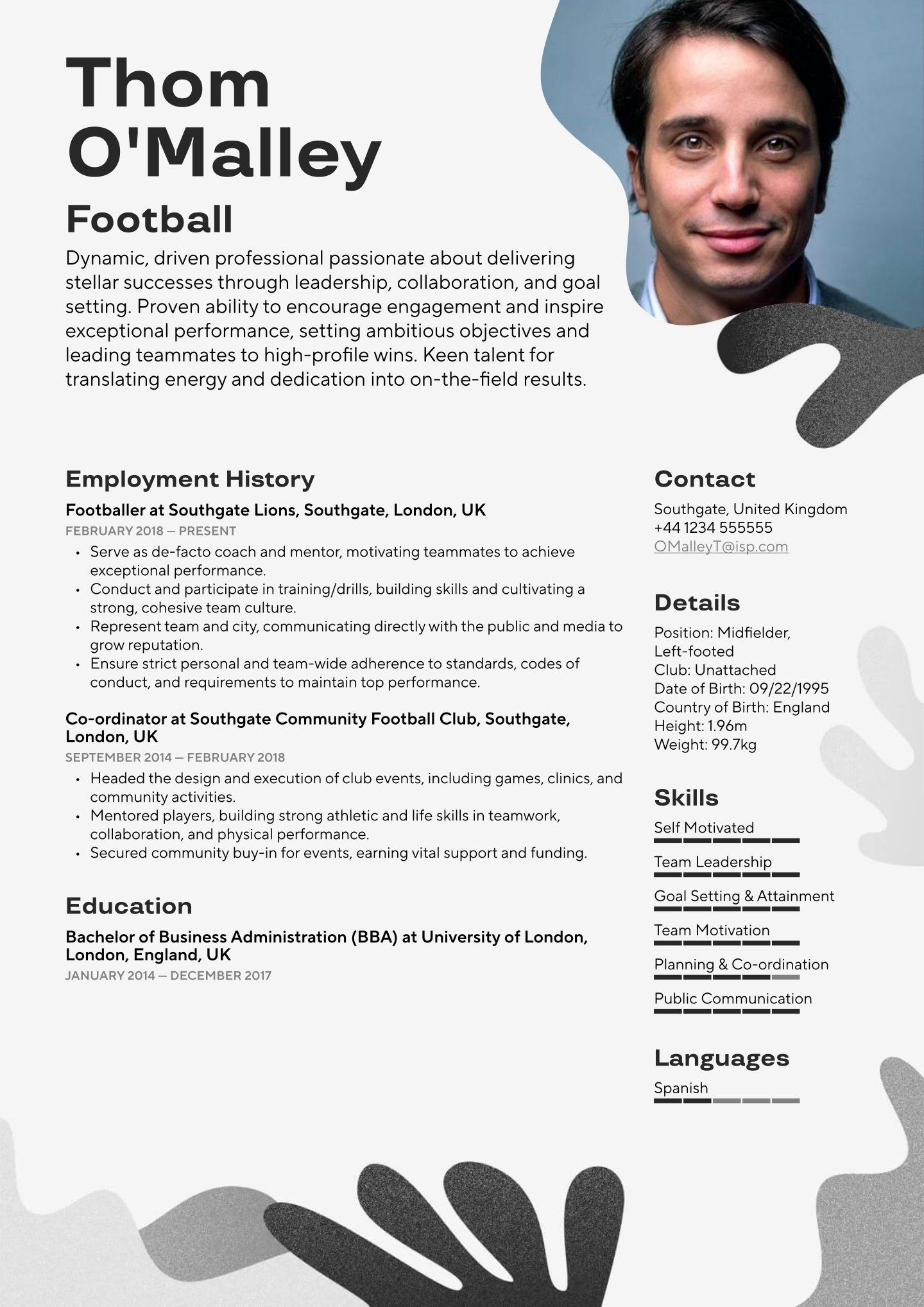 football-player-football-cv-template