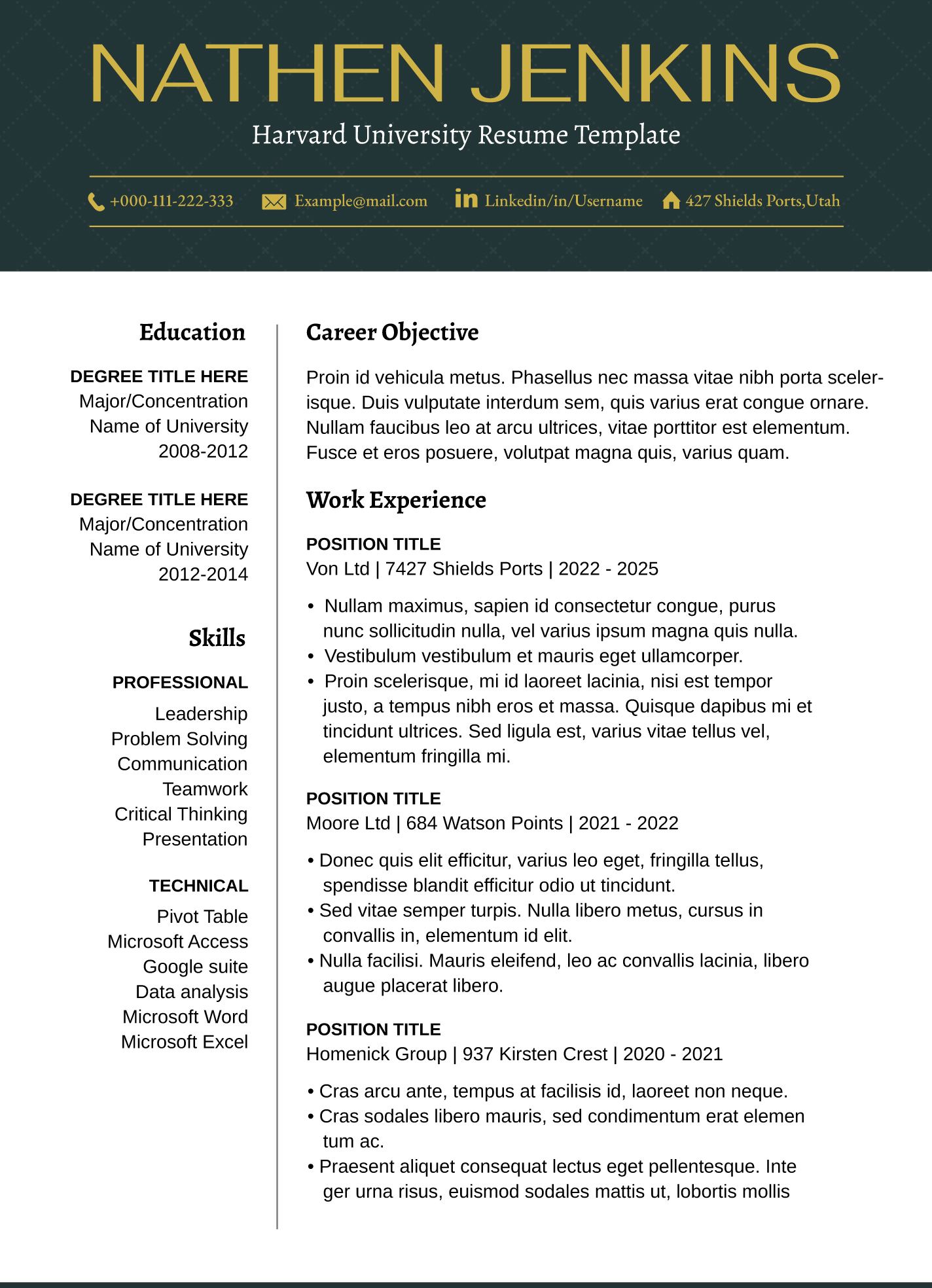 harvard-medical-school-cv-template