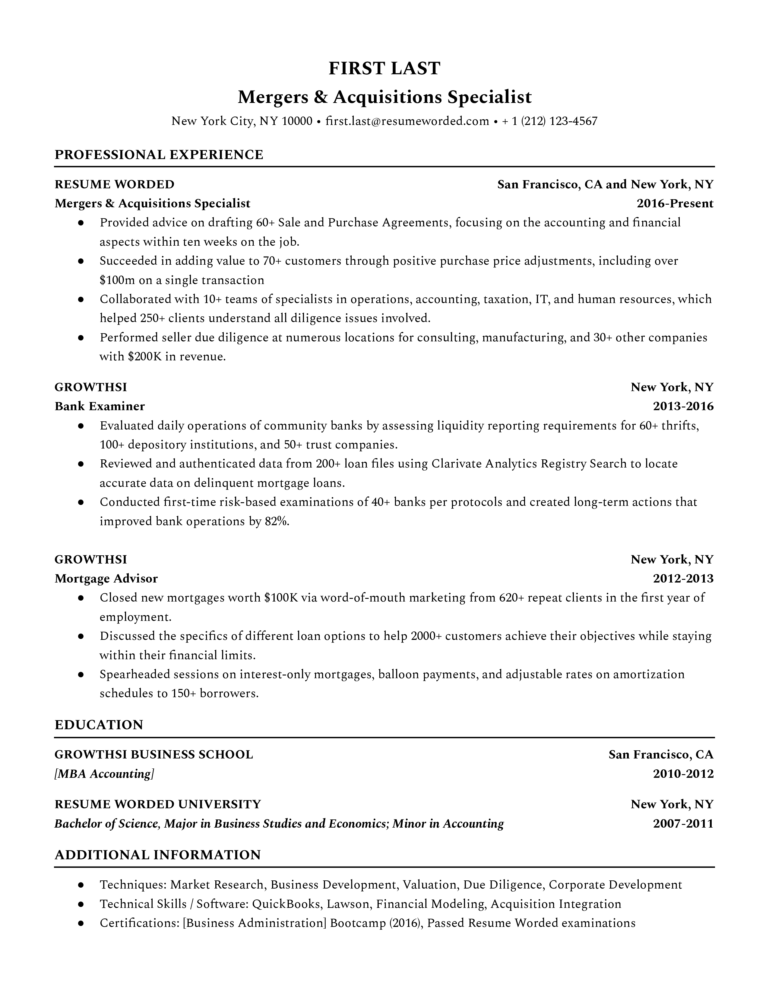 mergers-and-acquisitions-cv-template